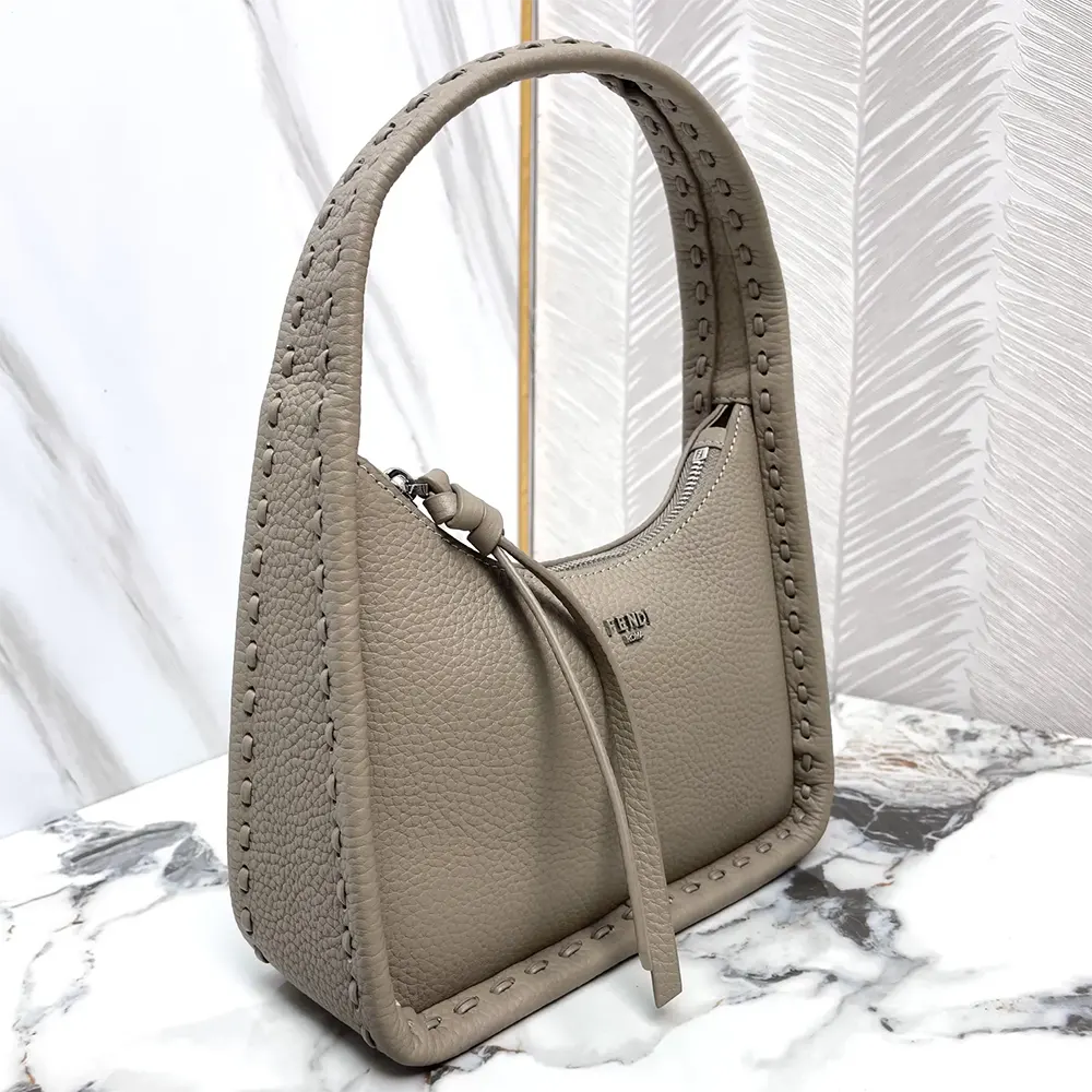 Fendi Women Mini Fendessence Small Dove Gray Selleria Bag with 264 Hand-sewn Topstitches - image 4
