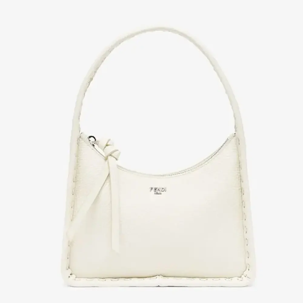Front view of Fendi Women Mini Fendessence Small Ice White Selleria Bag
