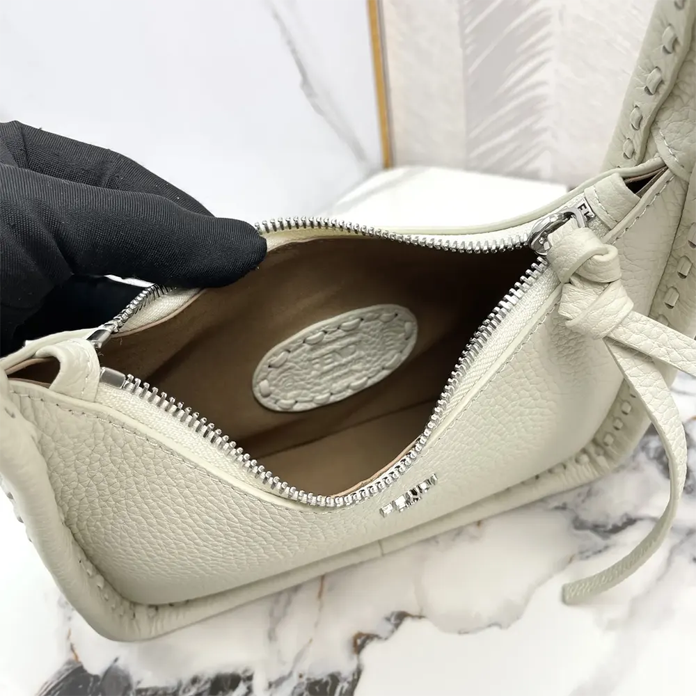 Fendi Women Mini Fendessence Small Ice White Selleria Bag with 264 Hand-sewn Topstitches - image 8
