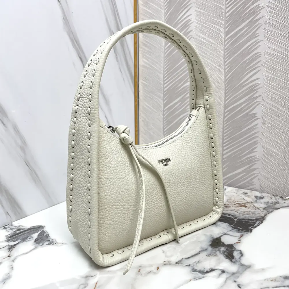 Fendi Women Mini Fendessence Small Ice White Selleria Bag with 264 Hand-sewn Topstitches - image 4