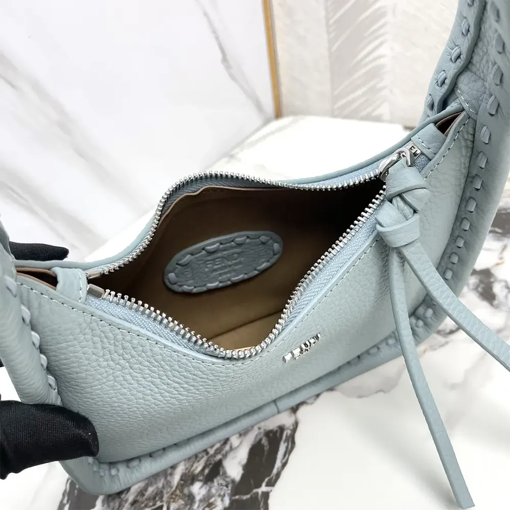 Fendi Women Mini Fendessence Small Light Blue Selleria Bag with 264 Hand-sewn Topstitches - image 7