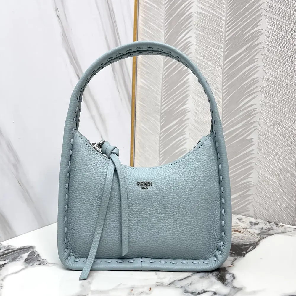 Close-up of 264 hand-sewn topstitches on Fendi Mini Fendessence bag