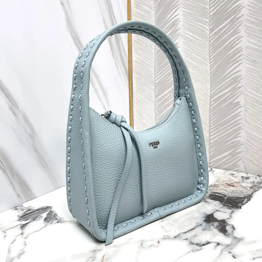 Fendi Women Mini Fendessence Small Light Blue Selleria Bag with 264 Hand-sewn Topstitches - image 4