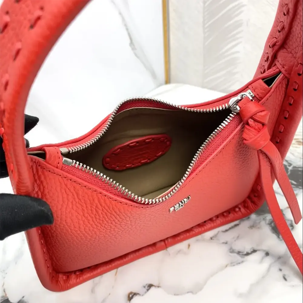 Fendi Women Mini Fendessence Small Red Selleria Bag with 264 Hand-sewn Topstitches - image 7