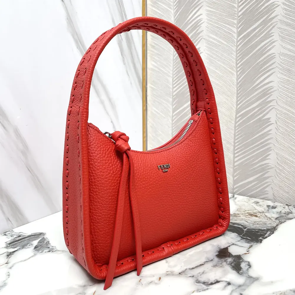 Fendi Women Mini Fendessence Small Red Selleria Bag with 264 Hand-sewn Topstitches - image 4