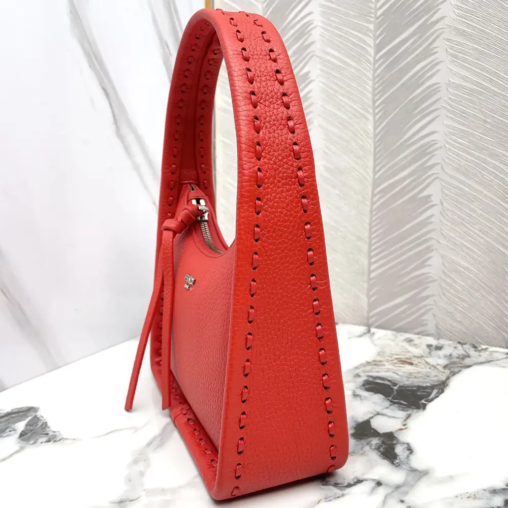 Fendi Women Mini Fendessence Small Red Selleria Bag with 264 Hand-sewn Topstitches - image 5