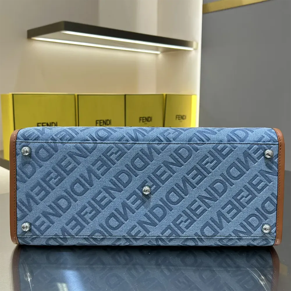 Fendi Women Sunshine Medium Light Blue Denim Shopper Bag - image 6