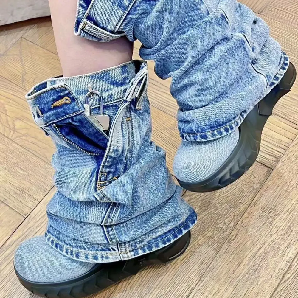 Givenchy Women Shark Lock Biker Ankle Boots in Jeans - image 7