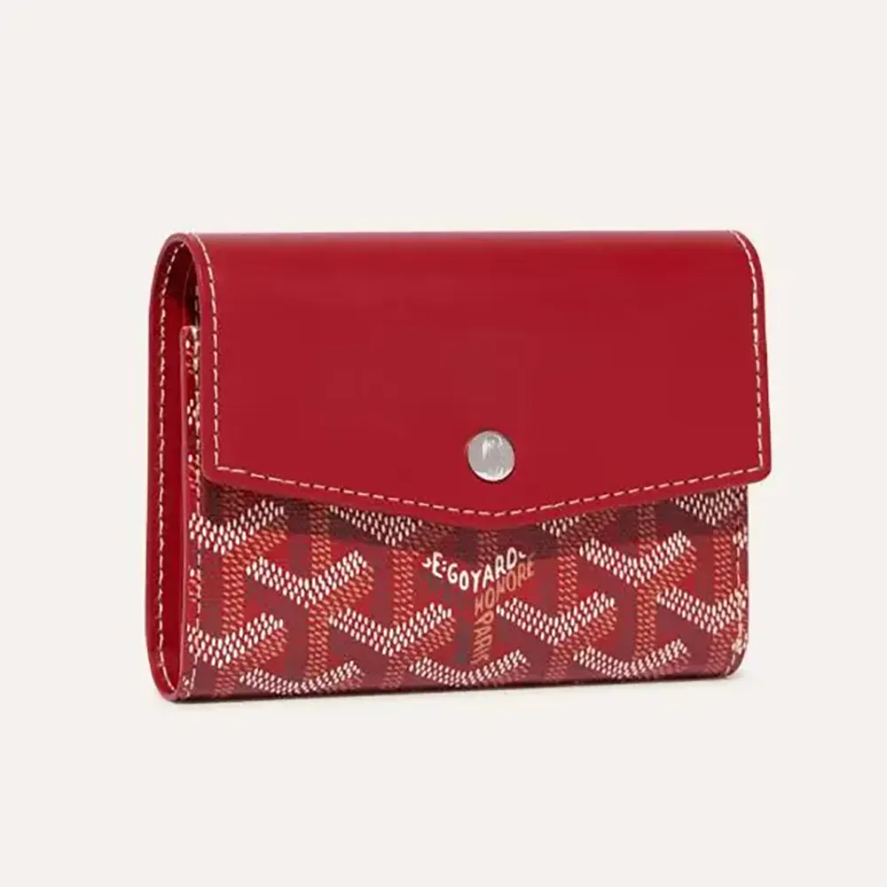 Front view of Goyard Unisex Saint Gabrie Wallet-Red showing signature pattern