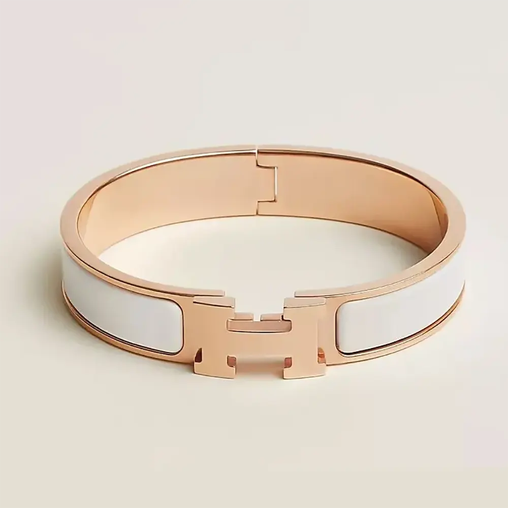 Hermes Unisex Clic H Bracelet-White