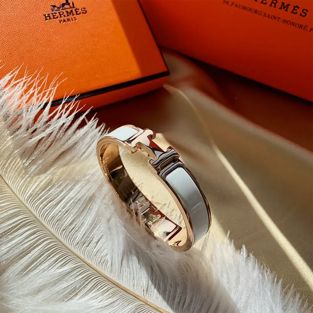 Hermes Unisex Clic H Bracelet-White - image 5