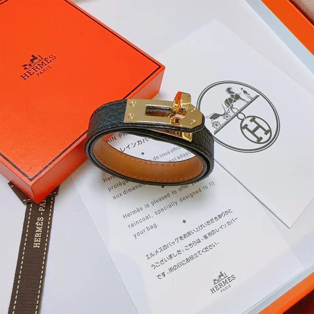Hermes Unisex Kelly Double Tour Bracelet worn on wrist showcasing palladium hardware
