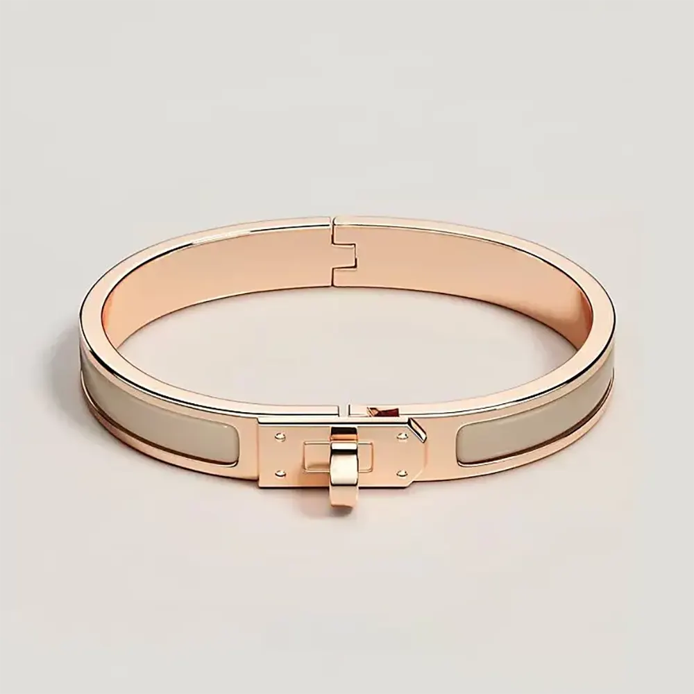 Close-up of Hermes Unisex Mini Clic Kelly Bracelet clasp detail
