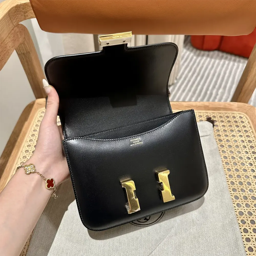 Hermes Women Constance 18 Bag Box Calf Leather-Black - image 5