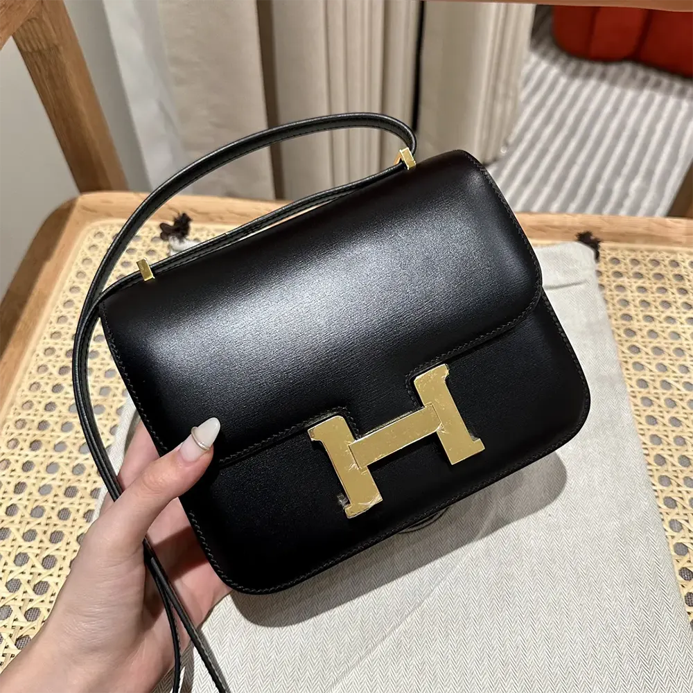 Hermes Women Constance 18 Bag Box Calf Leather-Black - image 4