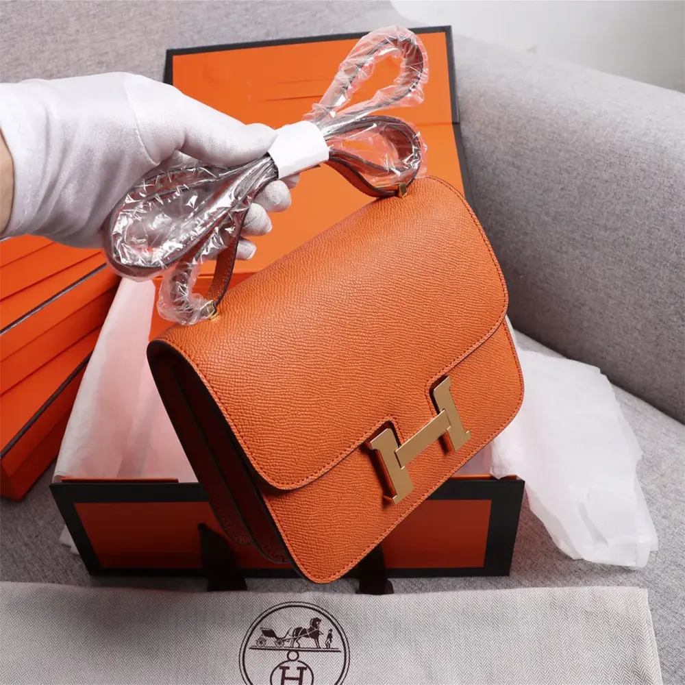 Hermes Women Constance 18 Bag Epsom Leather-Orange/Gold - image 4