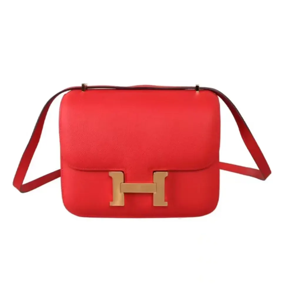 Hermes Women Constance 18 Bag Epsom Leather-Red/Gold front view