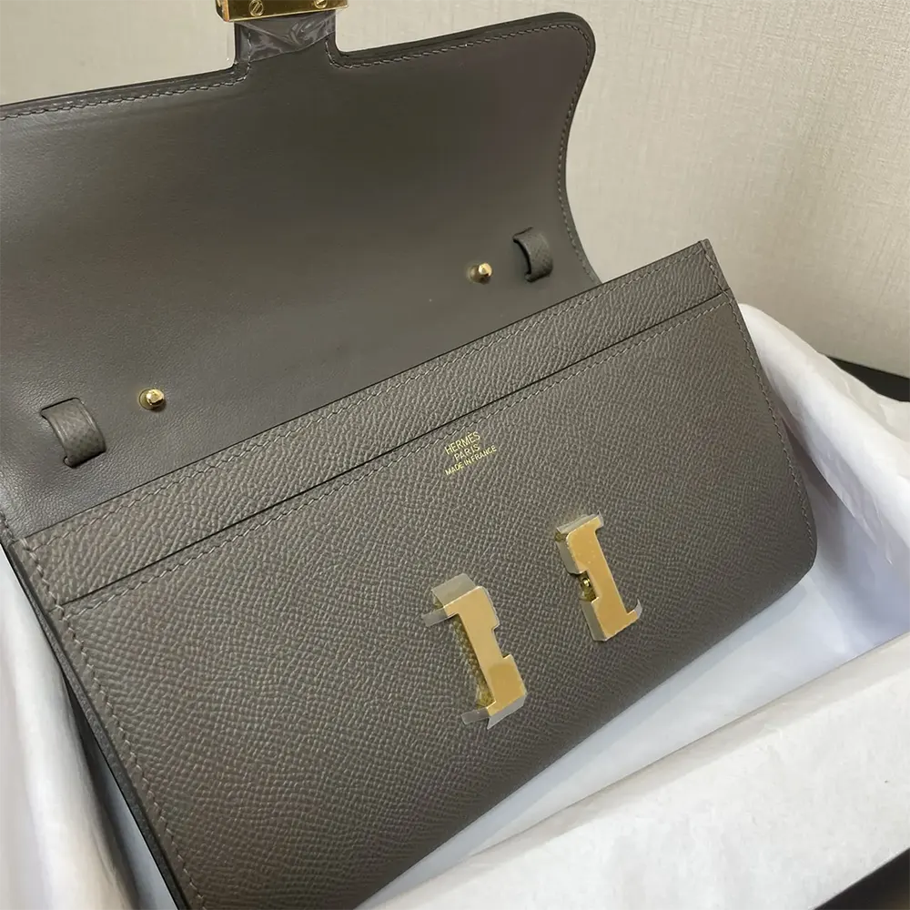 Hermes Women Constance Long To Go in Epsom Leather-Grey/Gold - image 6