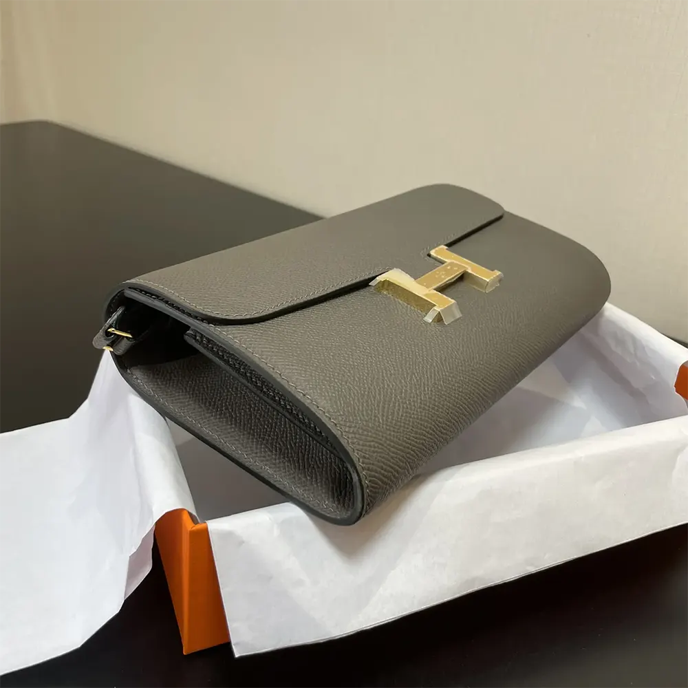 Hermes Women Constance Long To Go in Epsom Leather-Grey/Gold - image 5
