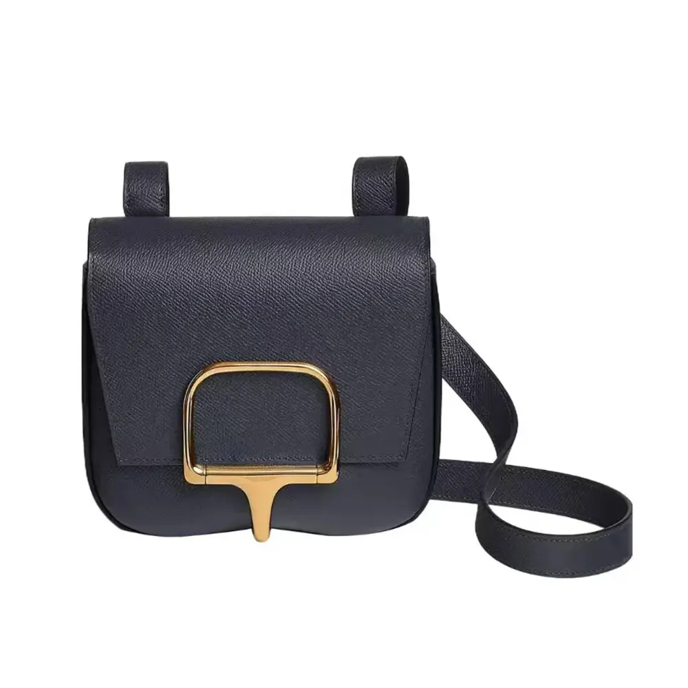 Front view of Hermes Women Della Cavalleria Mini Bag in black leather
