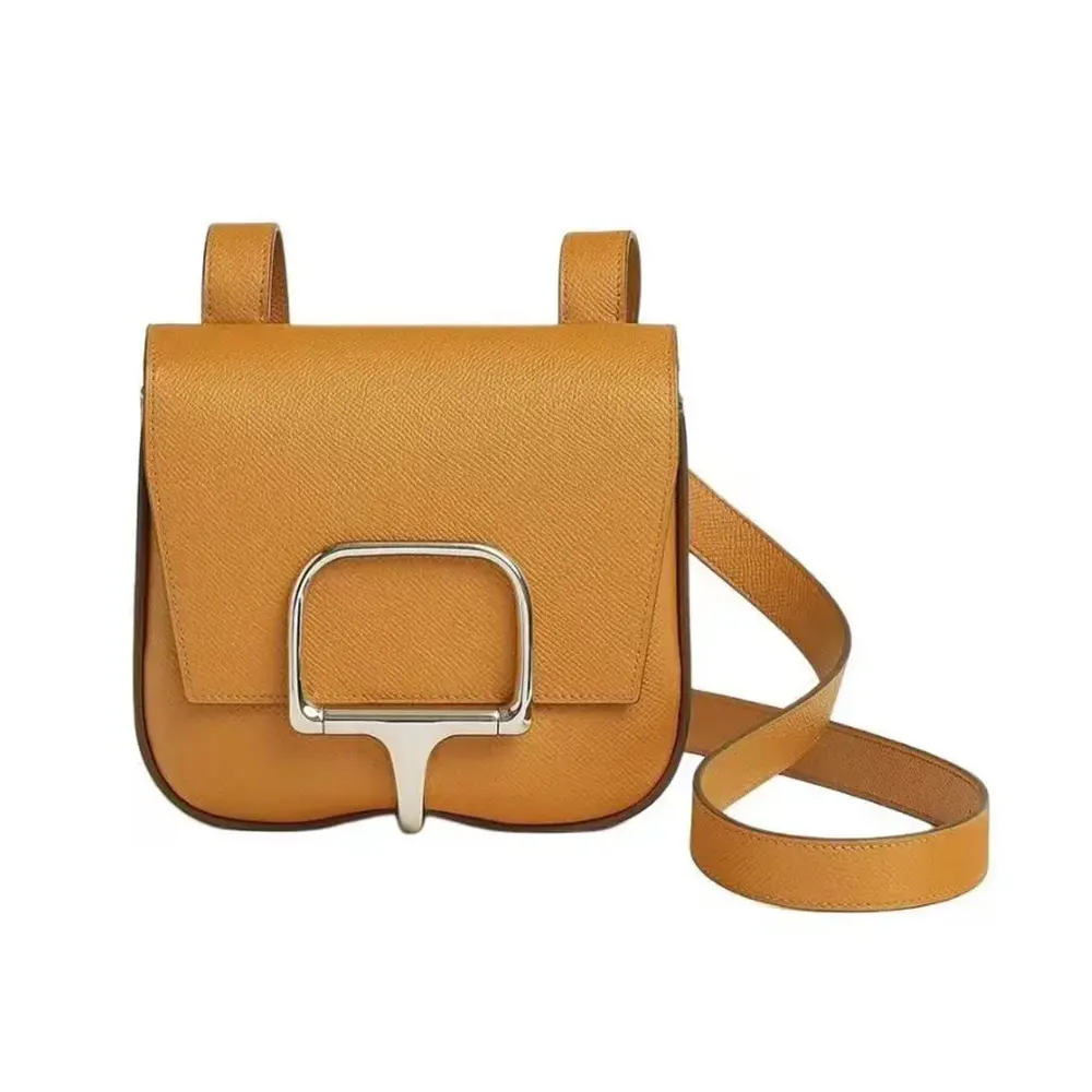 Front view of Hermes Women Della Cavalleria Mini Bag in brown leather