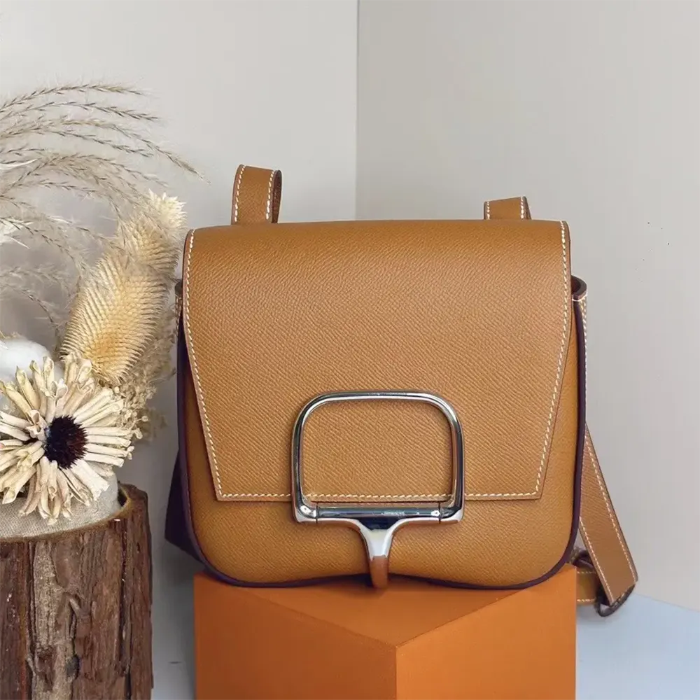 Close-up of silver hardware on Hermes Women Della Cavalleria Mini Bag