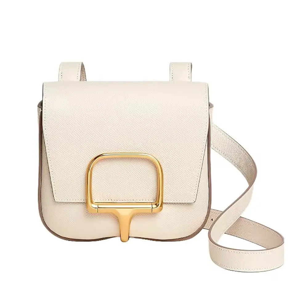 Front view of Hermes Women Della Cavalleria Mini Bag Epsom Leather in white