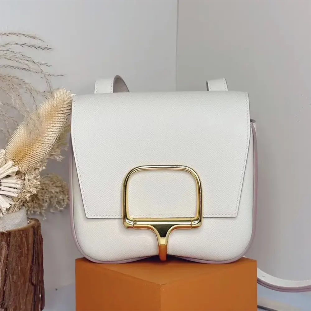 Close-up of gold hardware and clasp on Hermes Women Della Cavalleria Mini Bag