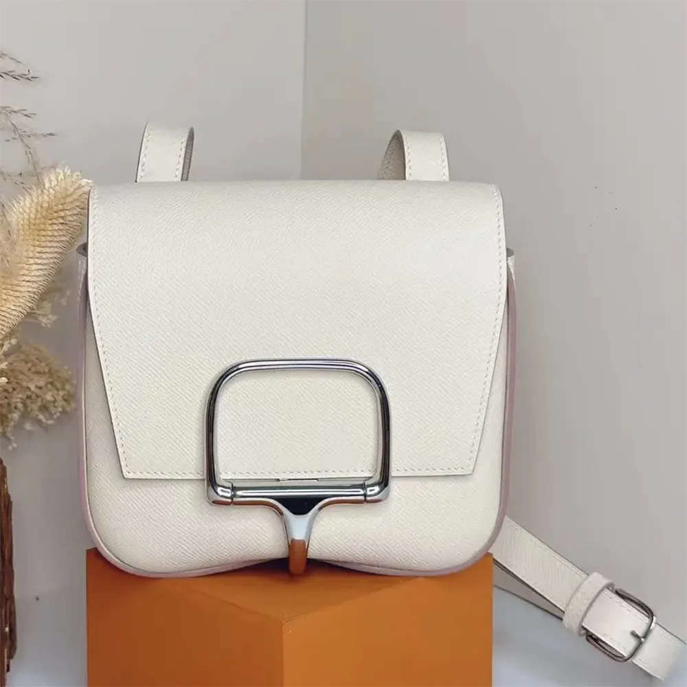 Close-up of silver hardware on Hermes Women Della Cavalleria Mini Bag