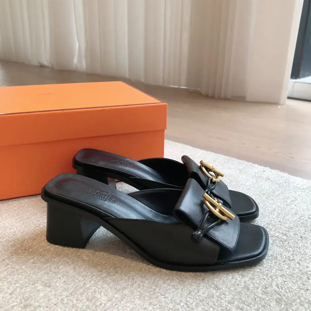 Hermes Women Ilot 50 Sandal in Calfskin Leather-Black H241142Z - image 4