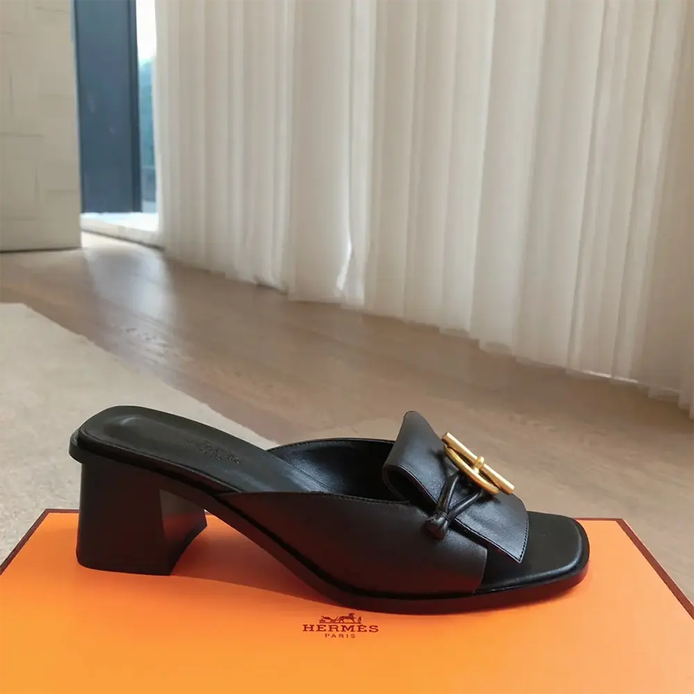 Hermes Women Ilot 50 Sandal in Calfskin Leather-Black H241142Z - image 5