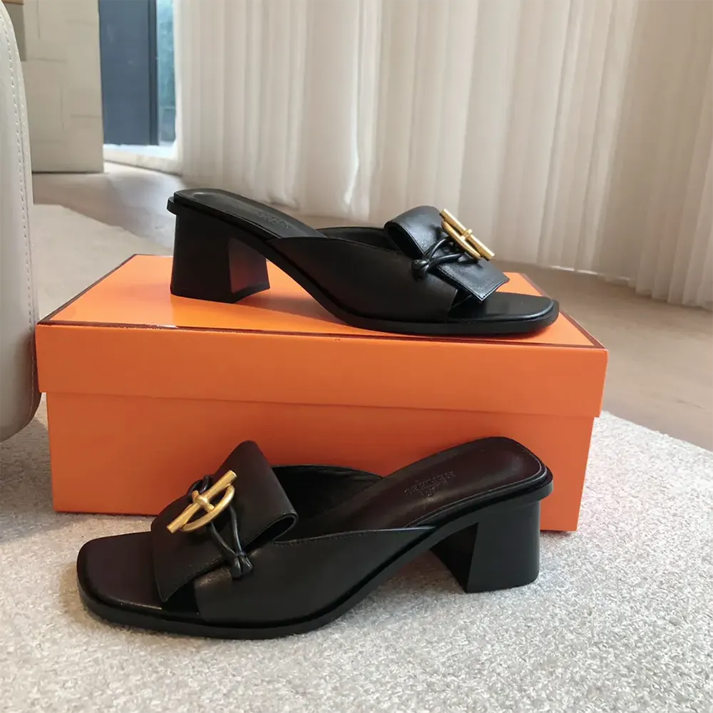 Hermes Women Ilot 50 Sandal in Calfskin Leather-Black H241142Z - image 6