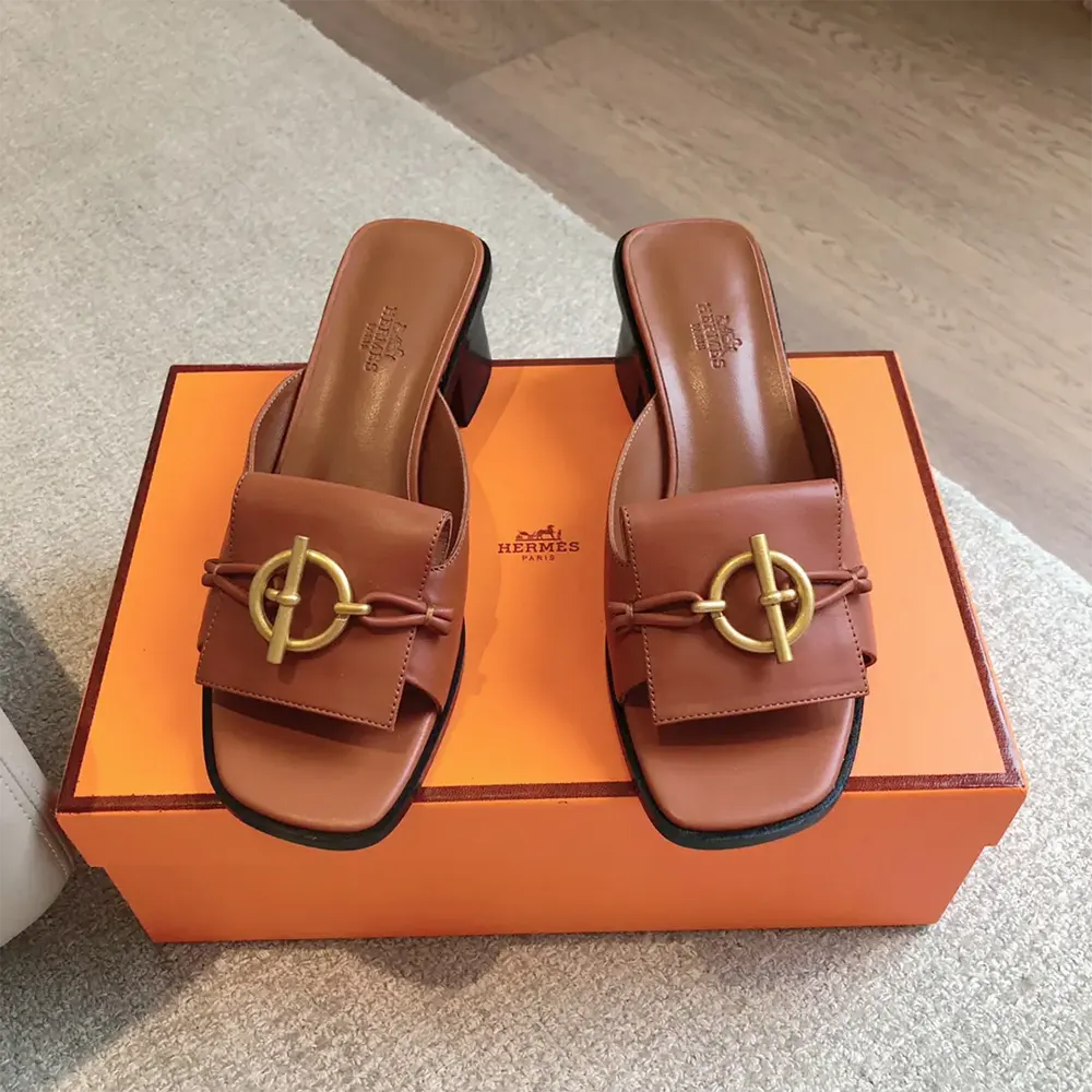 Hermes Women Ilot 50 Sandal in Calfskin Leather-Brown H241142Z - image 4
