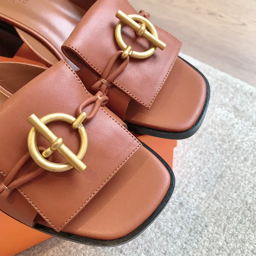 Hermes Women Ilot 50 Sandal in Calfskin Leather-Brown H241142Z - image 7