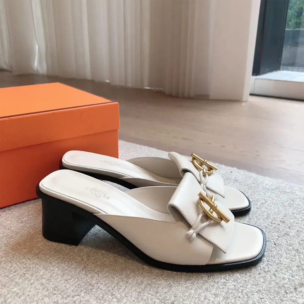 Hermes Women Ilot 50 Sandal in Calfskin Leather-White H241142Z - image 4