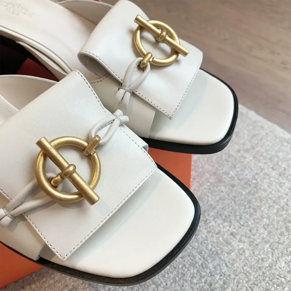 Hermes Women Ilot 50 Sandal in Calfskin Leather-White H241142Z - image 7