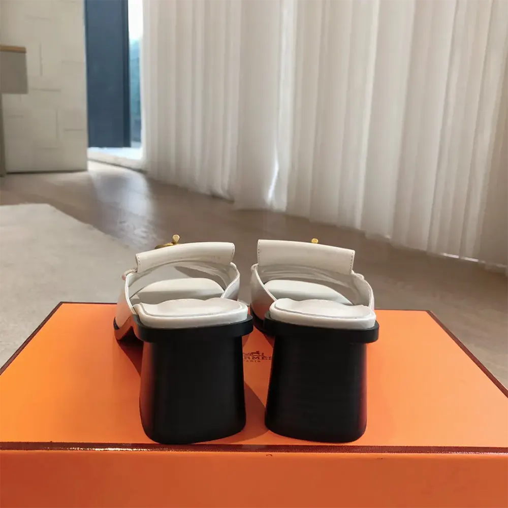 Hermes Women Ilot 50 Sandal in Calfskin Leather-White H241142Z - image 9