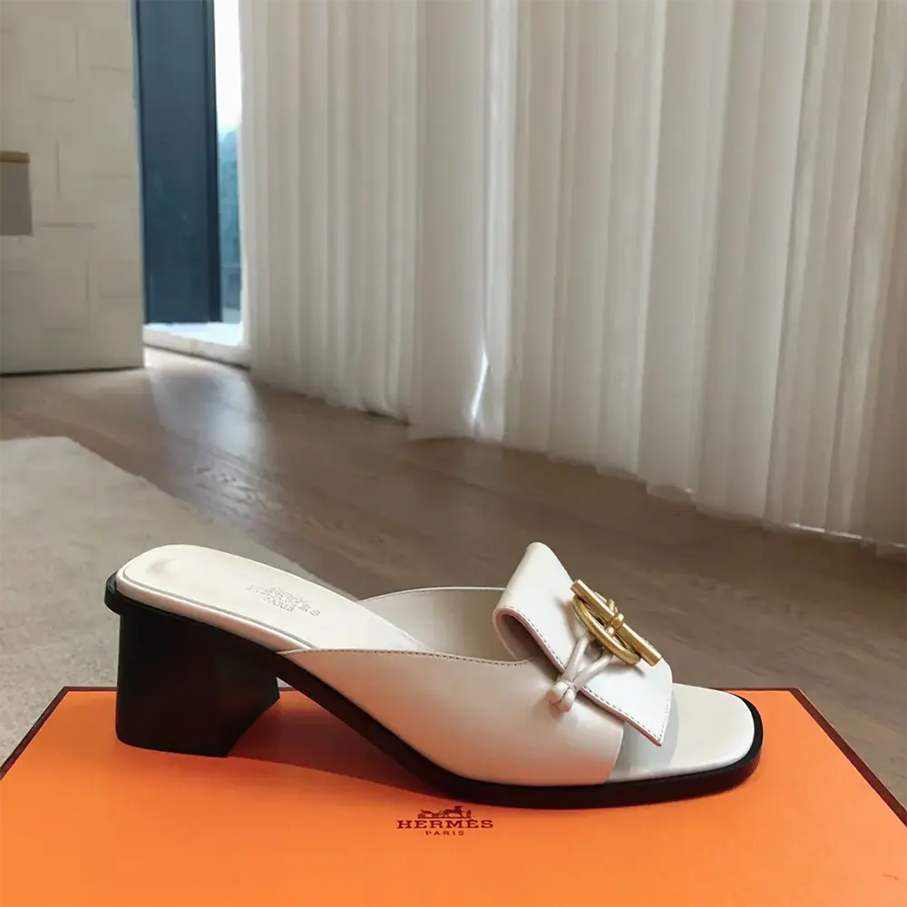 Hermes Women Ilot 50 Sandal in Calfskin Leather-White H241142Z - image 6