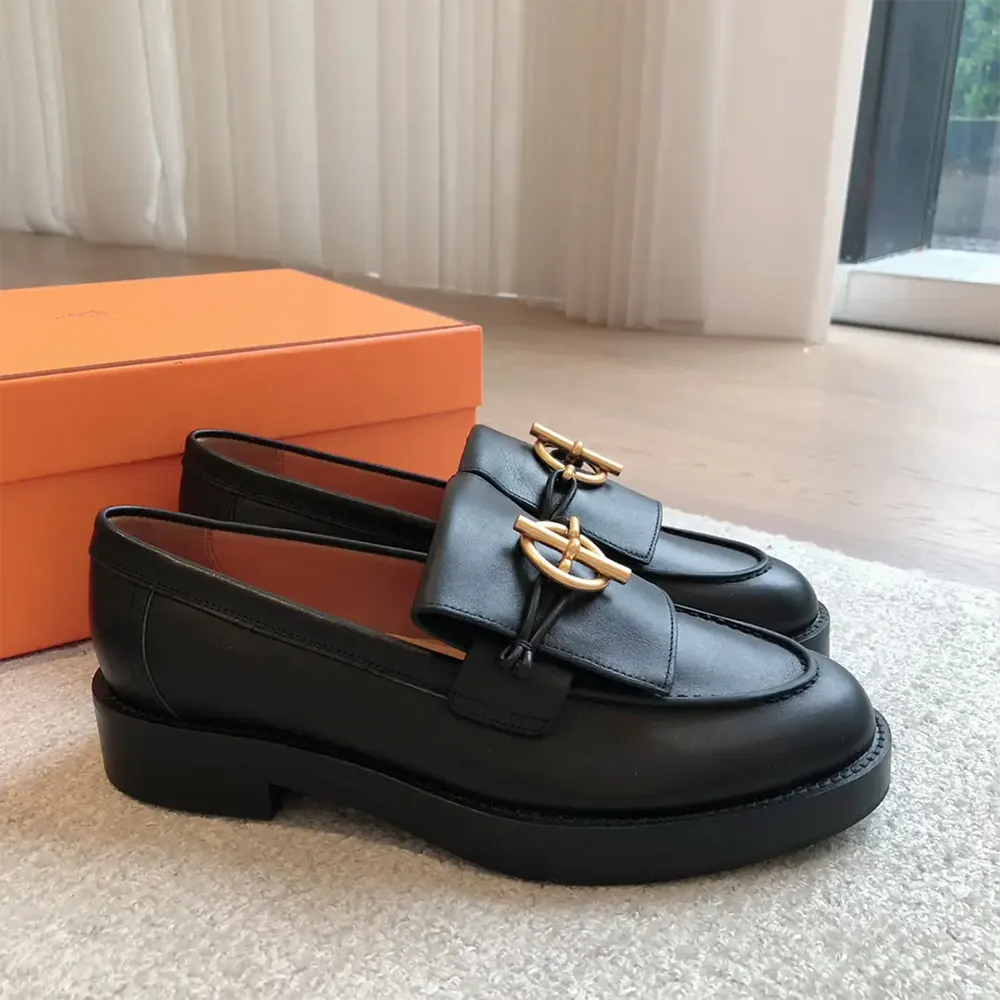 Hermes Women Impact Loafer in Calfskin Leather-Black 241143Z - image 5