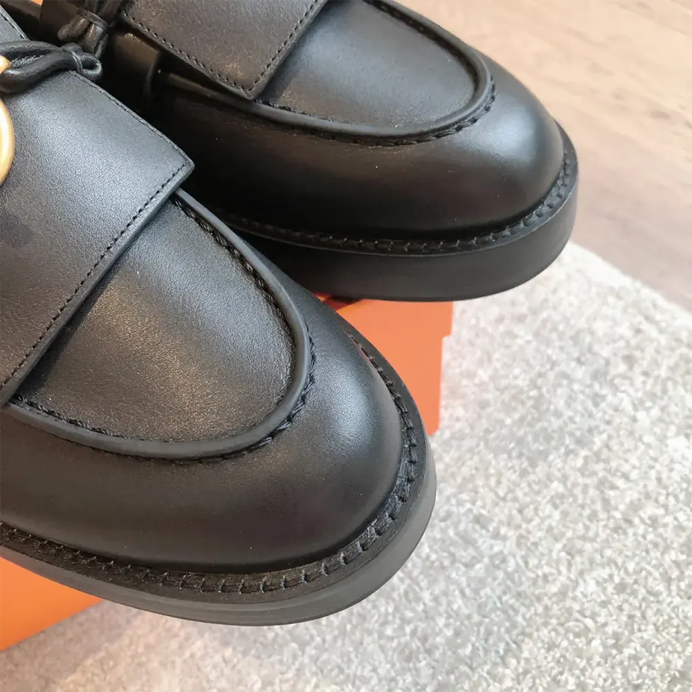Hermes Women Impact Loafer in Calfskin Leather-Black 241143Z - image 7