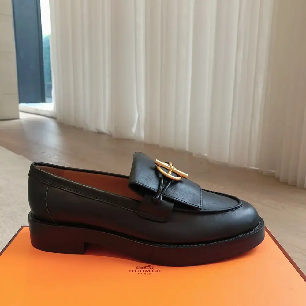 Hermes Women Impact Loafer in Calfskin Leather-Black 241143Z - image 6
