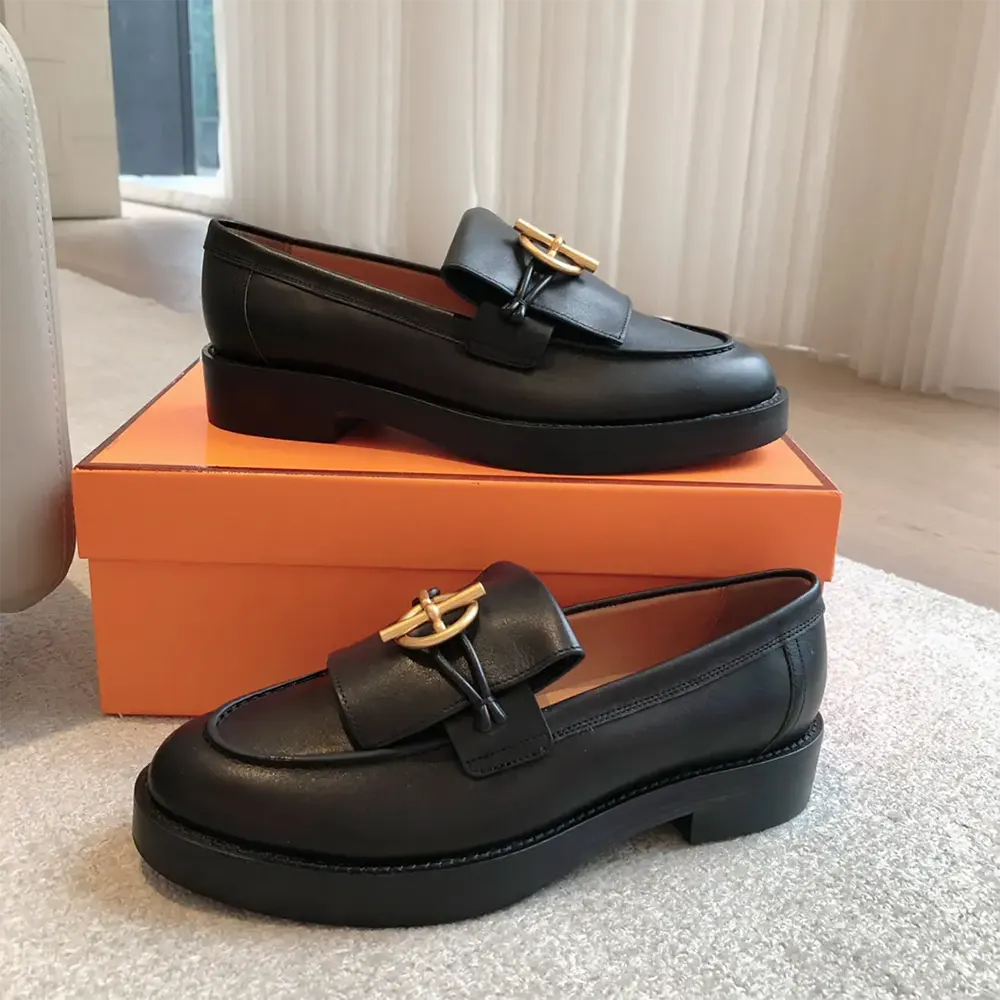 Hermes Women Impact Loafer in Calfskin Leather-Black 241143Z - image 4