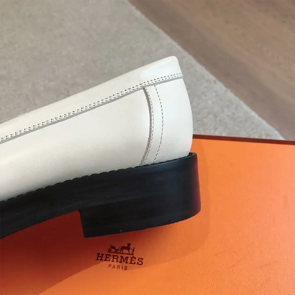 Hermes Women Impact Loafer in Calfskin Leather-White 241143Z - image 9