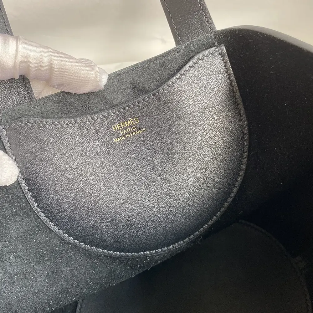 Hermes Women In the Loop 18 Handbag Clemence Leather-Black/Gold - image 6
