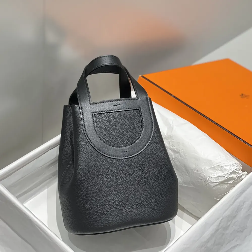 Hermes Women In the Loop 18 Handbag Clemence Leather-Black/Silver - image 4