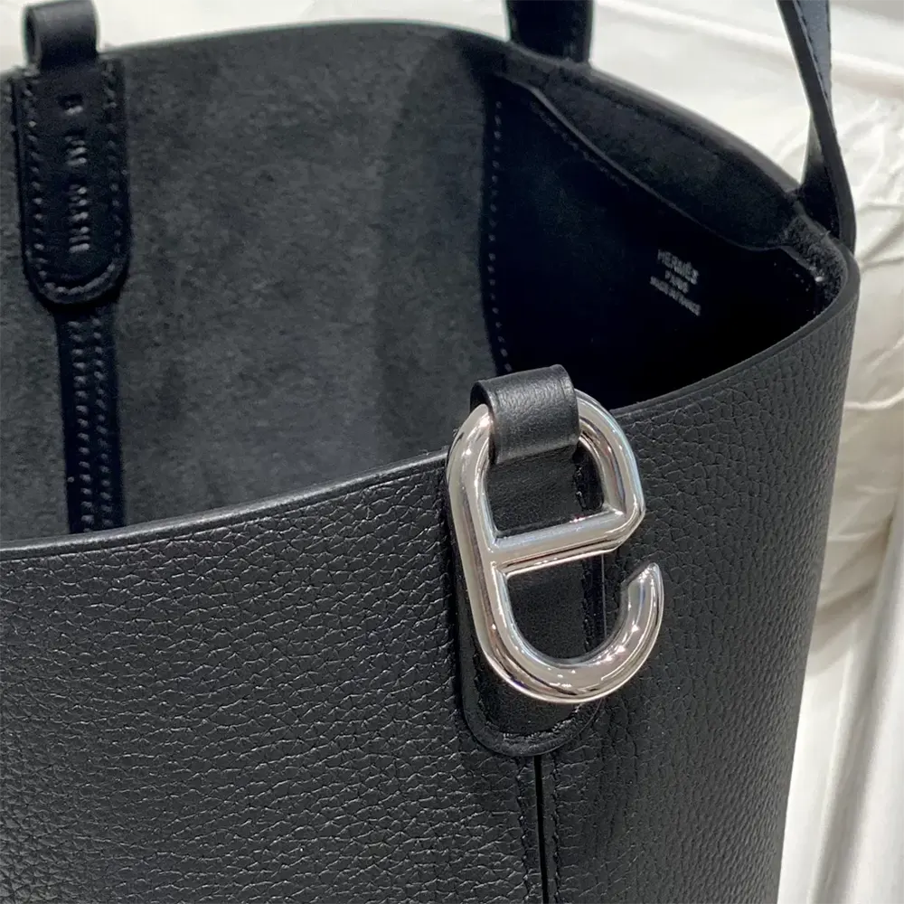 Hermes Women In the Loop 18 Handbag Clemence Leather-Black/Silver - image 10