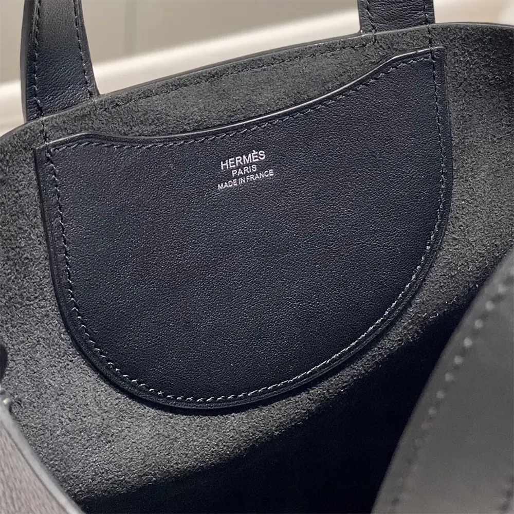 Hermes Women In the Loop 18 Handbag Clemence Leather-Black/Silver - image 9