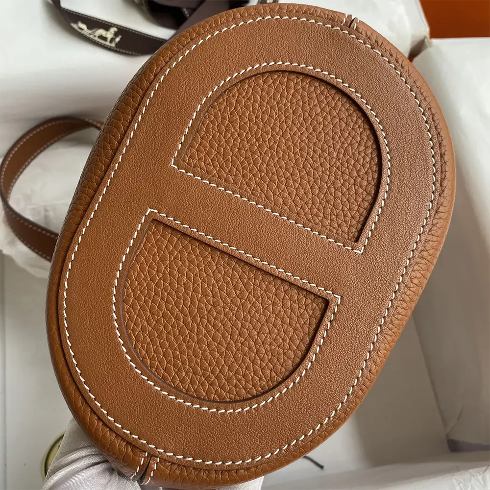 Hermes Women In the Loop 18 Handbag Clemence Leather-Brown/Gold - image 5