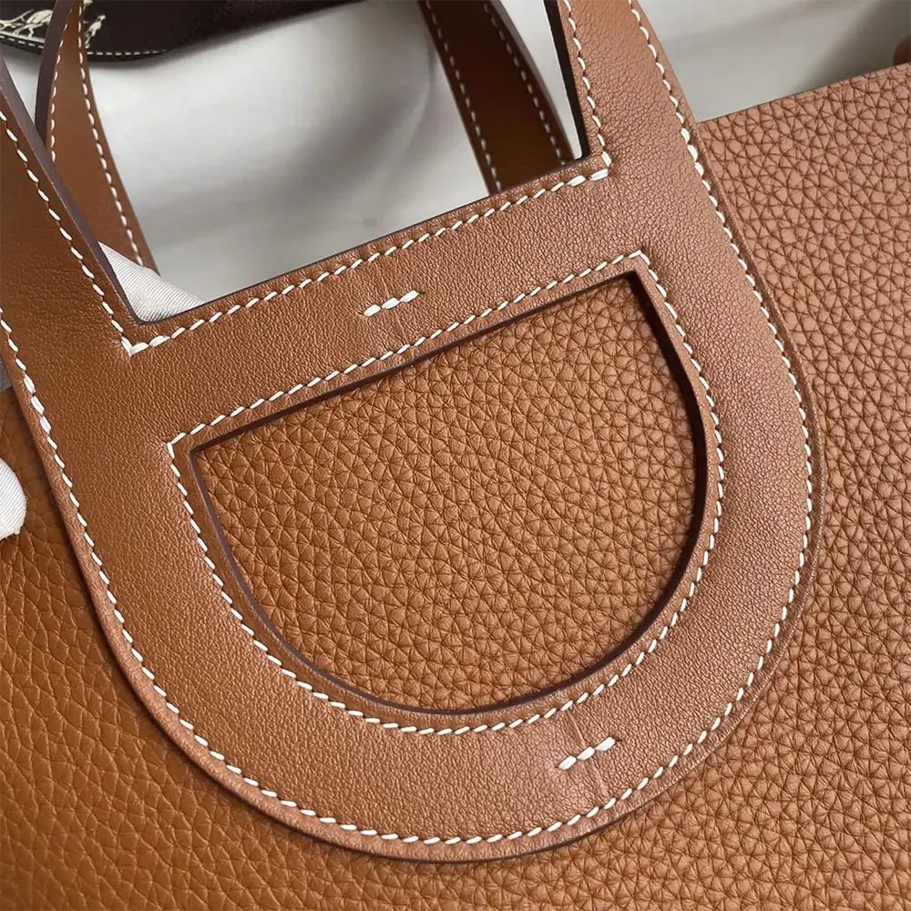 Hermes Women In the Loop 18 Handbag Clemence Leather-Brown/Gold - image 10