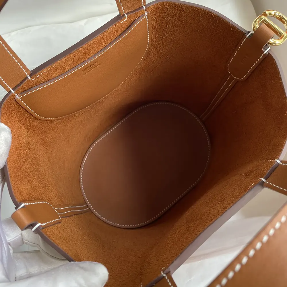 Hermes Women In the Loop 18 Handbag Clemence Leather-Brown/Gold - image 9
